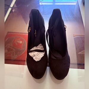 Black Platform Heels Chunky Heel Pumps Size EU 38 / US 7.5–8